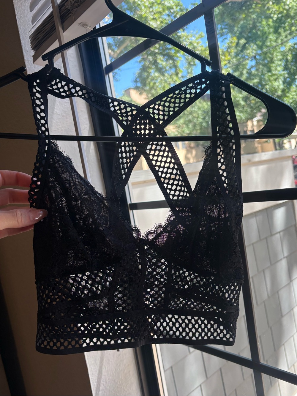 We The Free Black Lace Crisscross Bralette